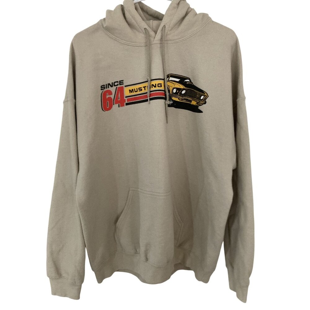 Ford Mustang Beige Hoodie Since 1964 Graphic Design XL Lightweight Sweatshirt